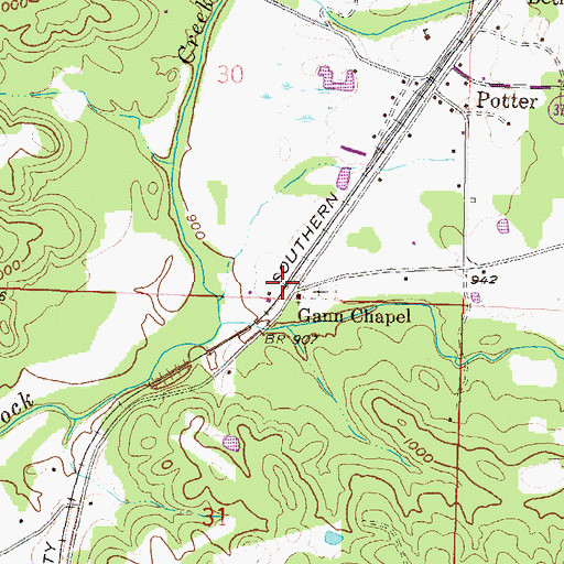 Topographic Map of Gann (historical), AR