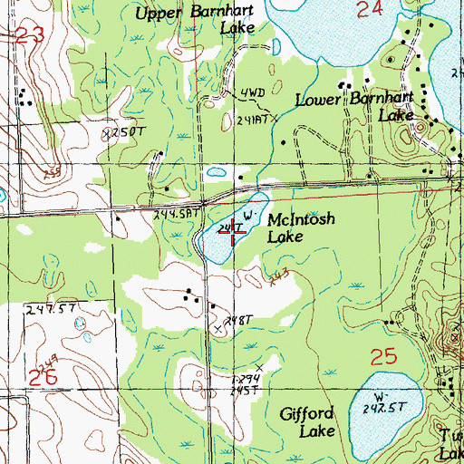 Topographic Map of McIntosh Lake, MI