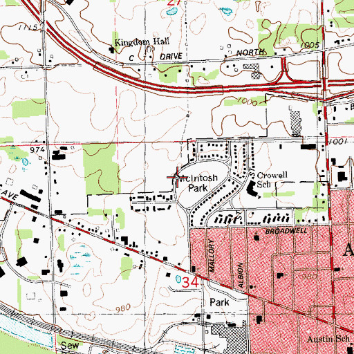 Topographic Map of McIntosh Park, MI