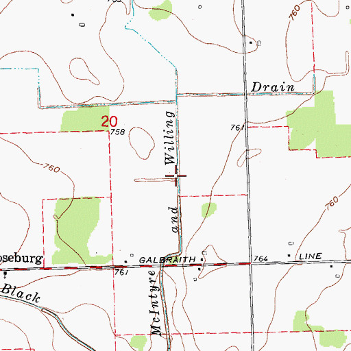 Topographic Map of McIntyre and Willing Drain, MI