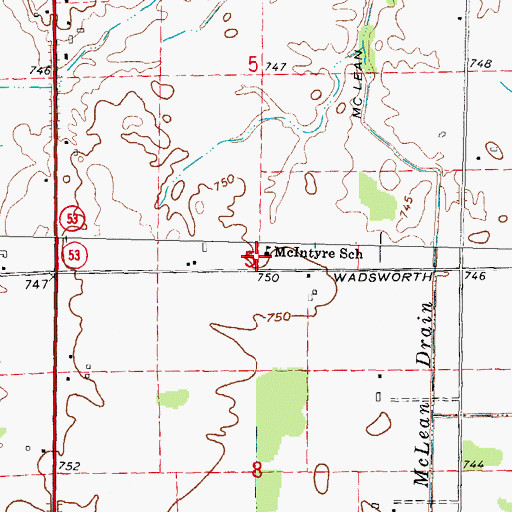Topographic Map of McIntyre School, MI