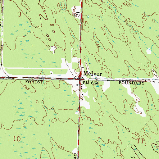 Topographic Map of McIvor, MI