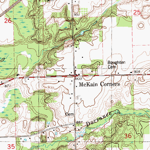 Topographic Map of McKain Corners, MI