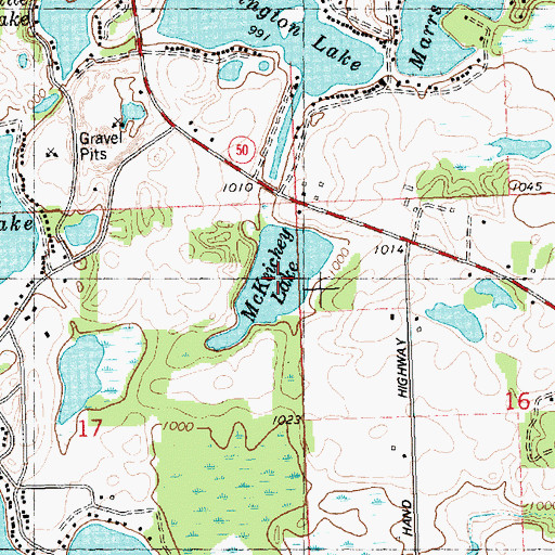 Topographic Map of McKeichey Lake, MI