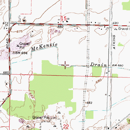 Topographic Map of McKenzie Drain, MI