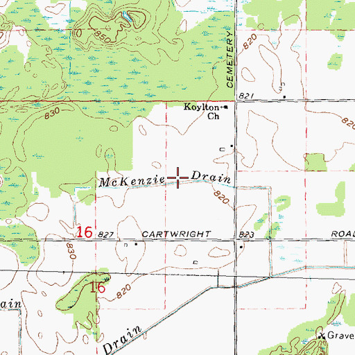 Topographic Map of McKenzie Drain, MI