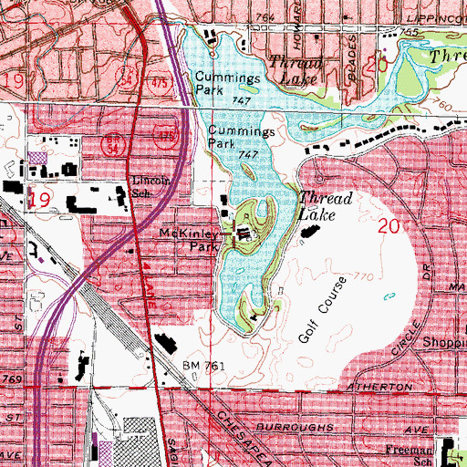 Topographic Map of McKinley Park, MI