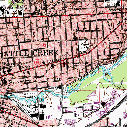 Topographic Map of McKinley School, MI