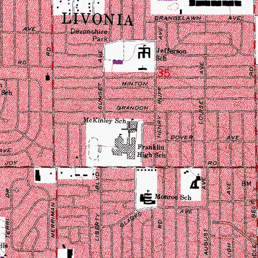 Topographic Map of McKinley School, MI