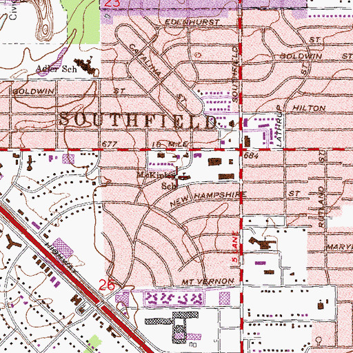 Topographic Map of McKinley School, MI