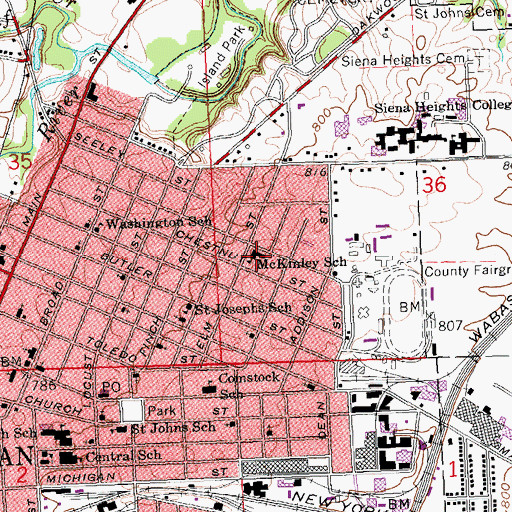 Topographic Map of McKinley School, MI
