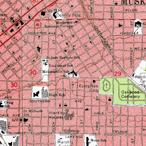 Topographic Map of McLaughlin School, MI