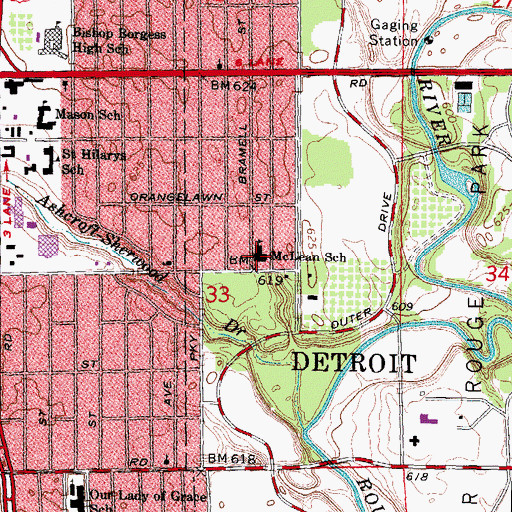 Topographic Map of McLean School, MI