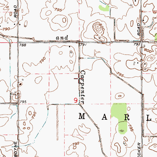 Topographic Map of McLish and Carpenter Drain, MI