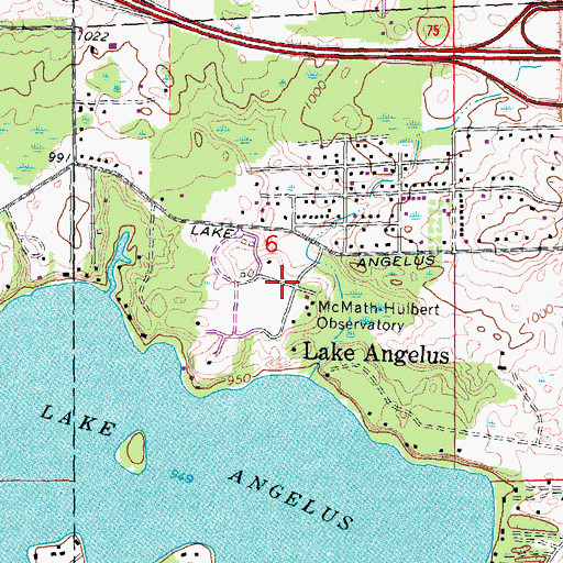Topographic Map of McMath-Hulbert Observatory, MI