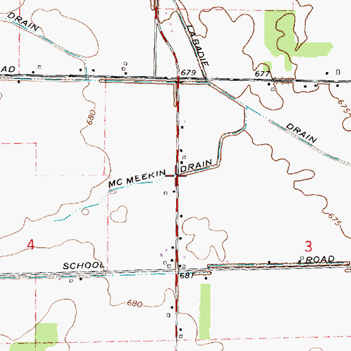 Topographic Map of McMeekin Drain, MI
