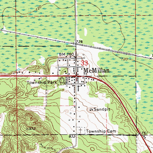 Topographic Map of McMillan, MI