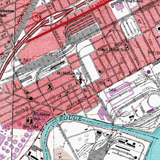 Topographic Map of McMillan School, MI
