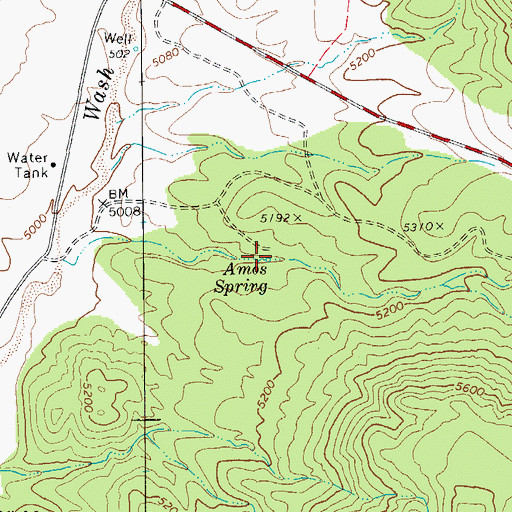 Topographic Map of Amos Spring, AZ