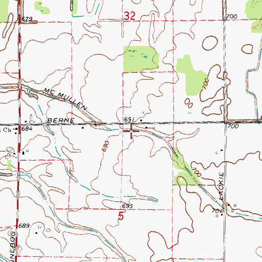 Topographic Map of McMullen Drain, MI