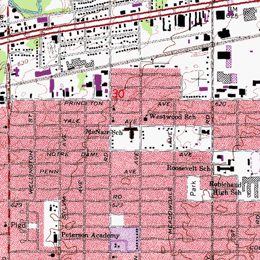 Topographic Map of McNair School, MI