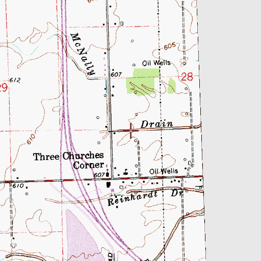 Topographic Map of McNally Drain, MI