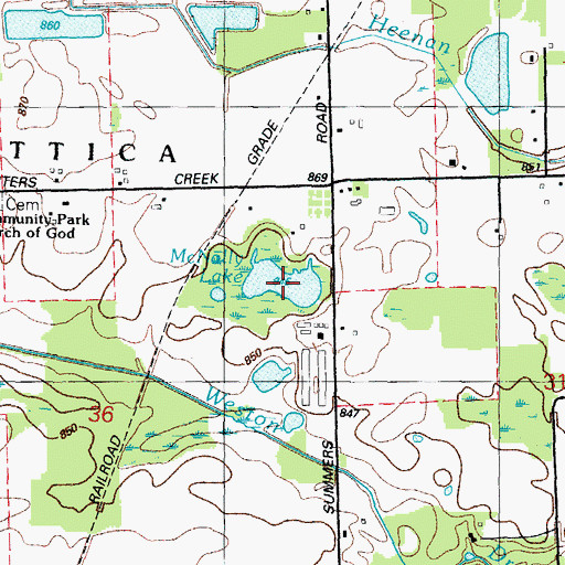 Topographic Map of McNally Lake, MI