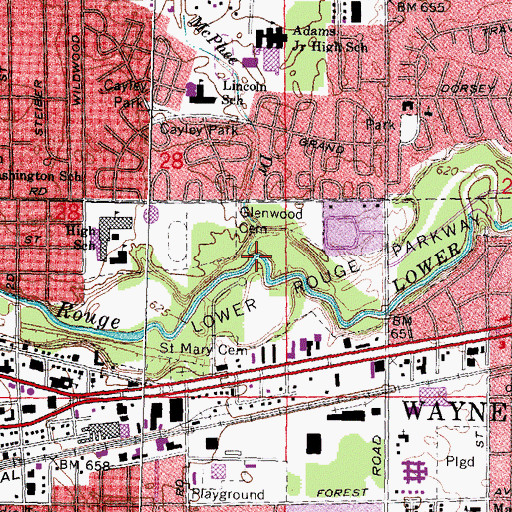 Topographic Map of McPhee Drain, MI