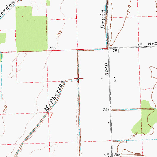 Topographic Map of McPherson Drain, MI