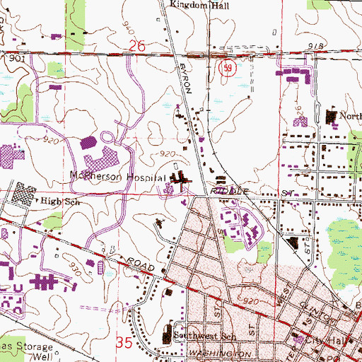 Topographic Map of Saint Joseph Mercy Livingston Hospital, MI