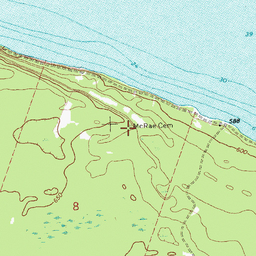 Topographic Map of McRae Cemetery, MI