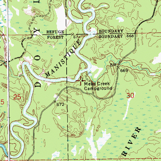 Topographic Map of Mead Creek Campground, MI