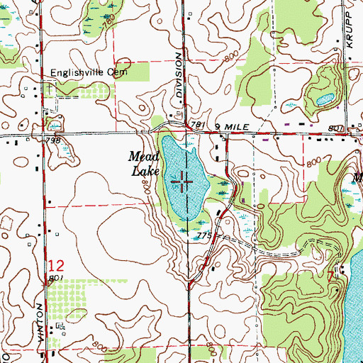 Topographic Map of Mead Lake, MI
