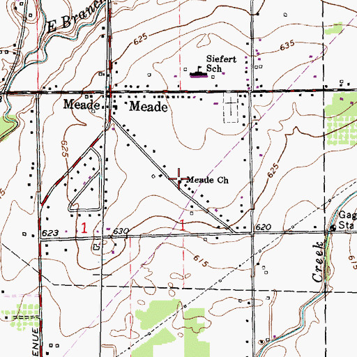 Topographic Map of Meade Church, MI