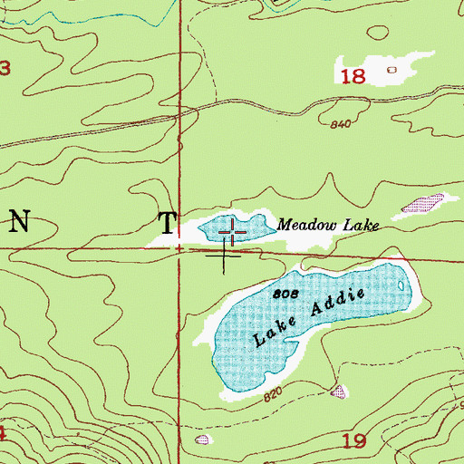 Topographic Map of Meadow Lake, MI