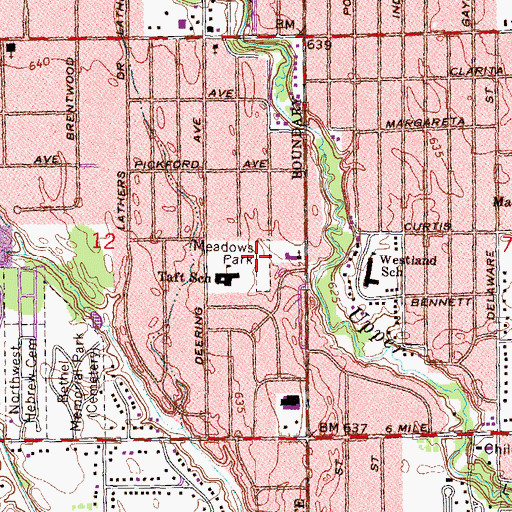 Topographic Map of Meadows Park, MI