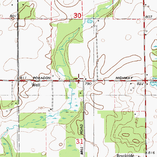 Topographic Map of Mechanicsburg School, MI