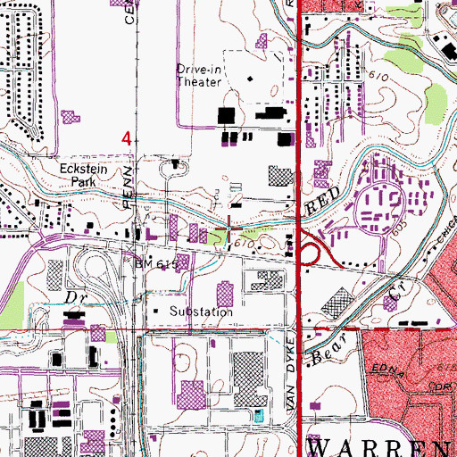 Topographic Map of Meckler Drain, MI