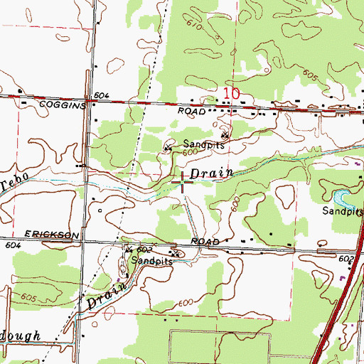 Topographic Map of Meddough Drain, MI