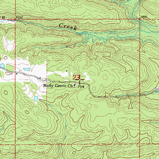 Topographic Map of Holly Grove, AR