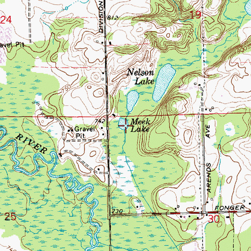 Topographic Map of Meek Lake, MI