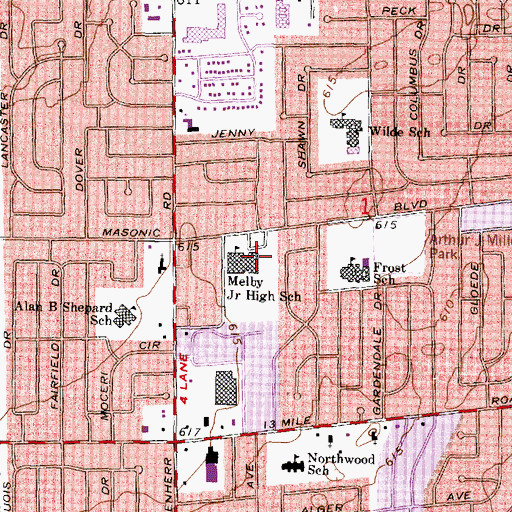 Topographic Map of Melby Junior High School, MI