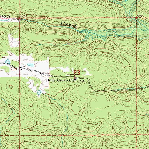 Topographic Map of Holly Grove Cemetery, AR