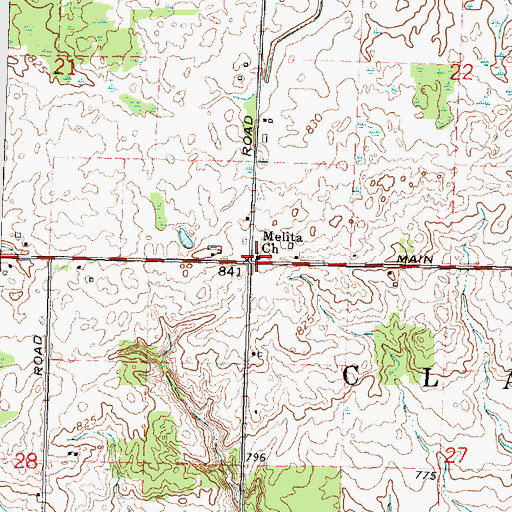 Topographic Map of Melita Church, MI