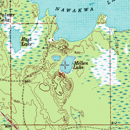 Topographic Map of Mellen Lake, MI