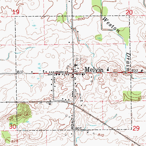 Topographic Map of Melvin, MI