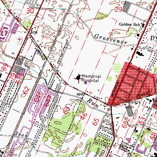 Topographic Map of Memorial Hospital, MI