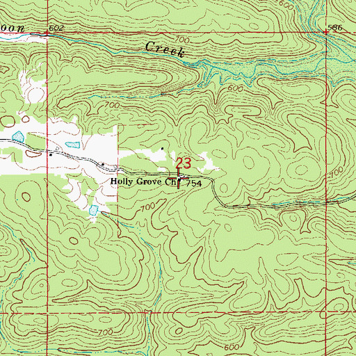 Topographic Map of Holly Grove School (historical), AR