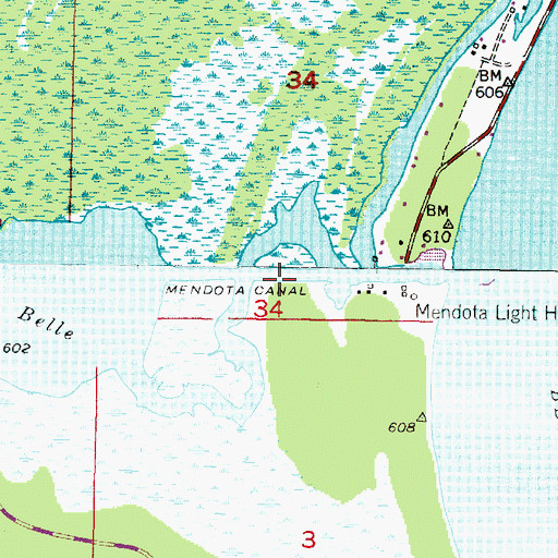 Topographic Map of Mendota Canal, MI