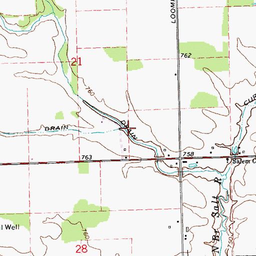 Topographic Map of Menery Drain, MI